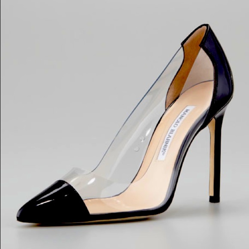 100% Authentic black and clear monolo blahniks